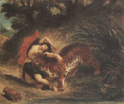 Indian Woman Torn by a Tiger by Ferdinand Victor Eugene Delacroix